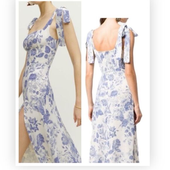 Reformation Lucerne Floral Print Twilight Midi Dress Size 6 $278 - Picture 1 of 12